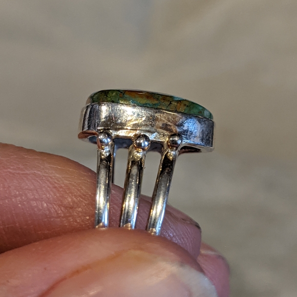 Green & Blue Opaline, 925 Ring, size 6.5 - Picture 10 of 11